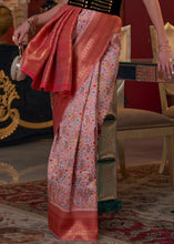 Load image into Gallery viewer, Light Pink Kashmiri Jamawar Woven Silk Saree Clothsvilla