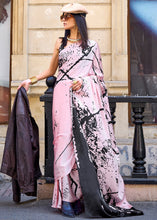Load image into Gallery viewer, Light Pink Designer Satin Crepe Printed Saree Clothsvilla
