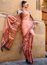 Load image into Gallery viewer, Shades Of Orange Designer Satin Crepe Printed Saree Clothsvilla