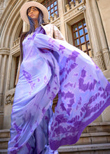 Load image into Gallery viewer, Shades Of Purple Designer Satin Crepe Printed Saree Clothsvilla