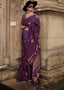 Irish Purple Handloom Woven Satin Silk Saree Clothsvilla