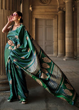 Load image into Gallery viewer, Dark Green Handloom Woven Satin Silk Saree Clothsvilla