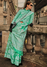 Load image into Gallery viewer, Seafoam Green Zari Handloom Woven Organza Silk Saree Clothsvilla