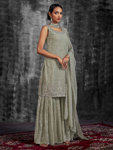 Load image into Gallery viewer, Green Embroidered Georgette Partywear Stitched Kurta Set Clothsvilla