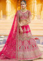 Rose Pink Velvet Bridal Lehenga Choli with Embroidery & Hand work Clothsvilla