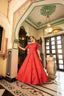 Party Wear Orange Color Shibori Print With Embroidered Gown Clothsvilla