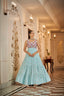 Party Wear Sky Blue Color Thread & Sequins Embroidered Work Anarkali Gown Clothsvilla