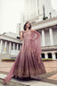 Pink To Dusty Multi Color Chinon Thread And Sequence Embroidered Work Gown ClothsVilla.com