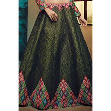 Load image into Gallery viewer, Olive Green Lehenga with Multicolor Blouse Partywear Silk ClothsVilla