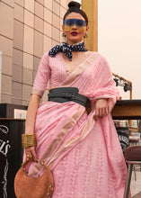 Load image into Gallery viewer, Flamingo Pink Handloom Weaving Banarasi Cotton Silk Saree Clothsvilla