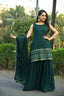 Women's Party Wear Sharara Set in Dark Green Clothsvilla