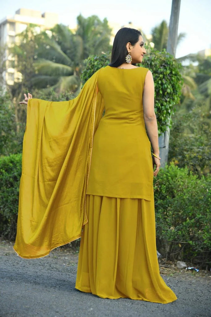 Women's Yellow Sharara Set for Party Wear Clothsvilla