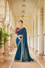 Designer Teal Blue Color Swarovski Sequence Work Silk Saree Clothsvilla