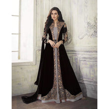 Load image into Gallery viewer, Black Color Heavy Embroidery Work Georgette Free Size Gown ClothsVilla