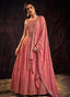 Rich Pink Mirror Work Embroidery Anarkali Gown Clothsvilla