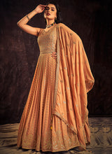 Load image into Gallery viewer, Pastel Orange Sequence And Mirror Work Embroidery Anarkali Gown Clothsvilla