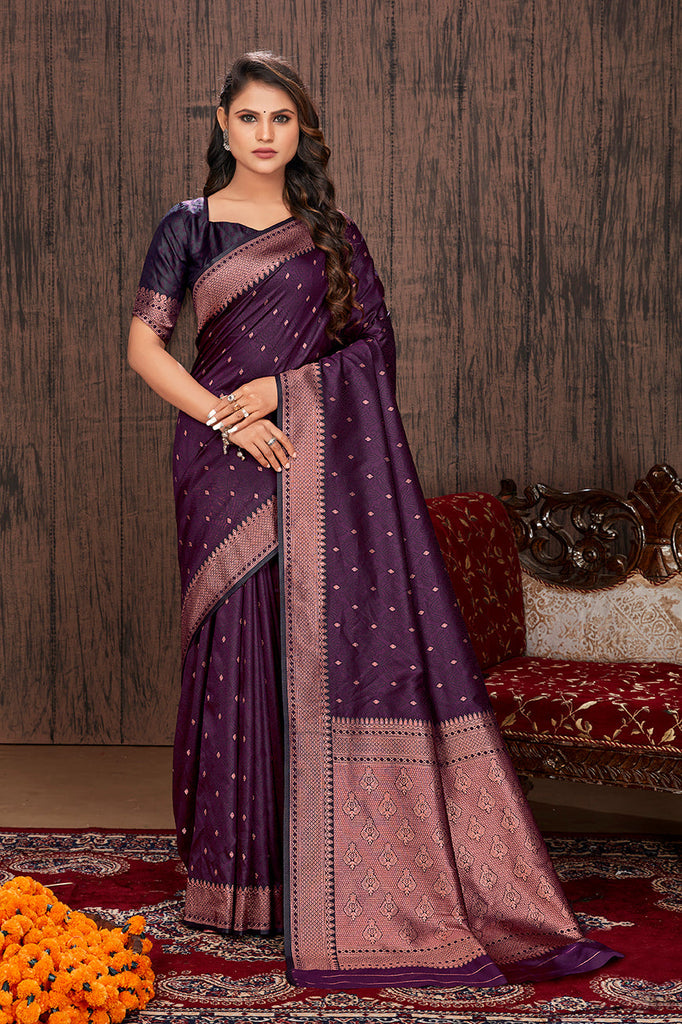 Purple Color Satin Silk Contemporary Saree Clothsvilla
