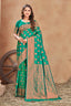 Sea green color woven zari work banarasi saree Clothsvilla