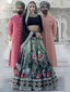 Dazzling Floral Printed Black Lehenga Skirt with Velvet Blouse ClothsVilla