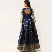 Load image into Gallery viewer, Dark Blue Color Box Cut Soft Silk Gown ClothsVilla