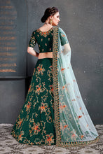 Load image into Gallery viewer, Ethnic Green Bridal Wear Embroidered Taffeta Silk Lehenga choli ClothsVilla