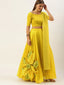 Yellow Silk Lehenga Choli with Flower attached ClothsVilla