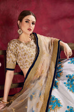 Load image into Gallery viewer, Charming Blue Floral Printed Banglory Silk Wedding Lehenga Choli ClothsVilla