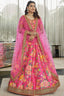 Wonderful Deep Pink Floral Printed Art Silk Lehenga Choli With Dupatta ClothsVilla