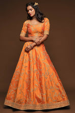 Load image into Gallery viewer, Attractive Orange Thread Embroidered Silk Wedding Wear Lehenga Choli ClothsVilla