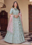 Grey Color Crepe Material Sequins Work Kalidar Lehenga Clothsvilla
