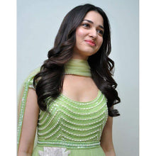 Load image into Gallery viewer, Gorgeous Light Green Thread Embroidered Ready-Made Pleated Gown ClothsVilla