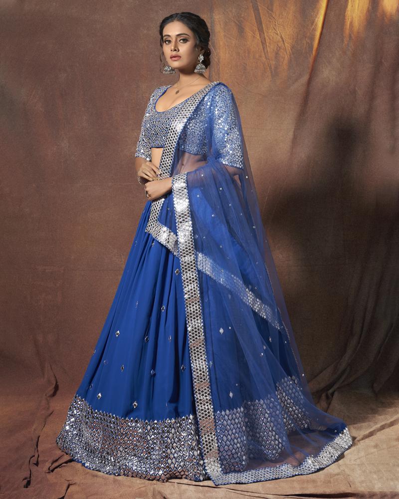 Royal Blue Lehenga Choli with Embroidery and Sequence Work ClothsVilla