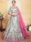 Grey Designer Semi Stitched Lehenga With Unstitched Blouse Clothsvilla