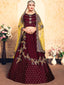 Soft Net Maroon Semi Stitched Lehenga With Unstitched Blouse Clothsvilla