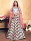 Grey Designer Semi Stitched Lehenga With Unstitched Blouse Clothsvilla