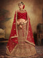 Red Elegant Semi Stitched Lehenga With Unstitched Blouse Clothsvilla
