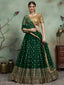 Stylish Dark Green Soft Net Semi Stitched Lehenga With Unstitched Blouse Clothsvilla