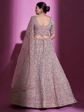 Load image into Gallery viewer, Peach Georgette Embroidered Semi Stitched Lehenga With Unstitched Blouse Clothsvilla