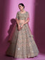 Beige Silk Blend Embroidered Semi Stitched Lehenga With Unstitched Blouse Clothsvilla