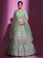 Sea Green Georgette Embroidered Semi Stitched Lehenga With Unstitched Blouse Clothsvilla