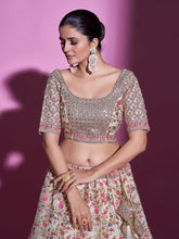 Load image into Gallery viewer, Multicolor Net Semi Stitched Lehenga With Unstitched Blouse Clothsvilla
