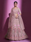 Peach Georgette Embroidered Semi Stitched Lehenga With Unstitched Blouse Clothsvilla
