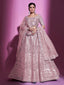 Peach Silk Blend Embroidered Semi Stitched Lehenga With Unstitched Blouse Clothsvilla
