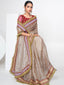 Beige Organza Saree With Unstitched Blouse Clothsvilla