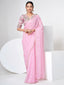 Pink Organza Saree With Unstitched Blouse Clothsvilla