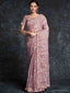 Pink Organza Embroidered Saree With Unstitched Blouse Clothsvilla