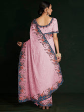Load image into Gallery viewer, Classic Pink Georgette Embroidered Saree With Unstitched Blouse Clothsvilla