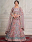Women's Lilac Net Semi stitched Lehenga With Unstitched Blouse Clothsvilla