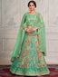 Women's Green Net Semi stitched Lehenga With Unstitched Blouse Clothsvilla