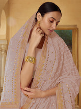 Load image into Gallery viewer, Beige Georgette Saree With Unstitched Blouse Clothsvilla
